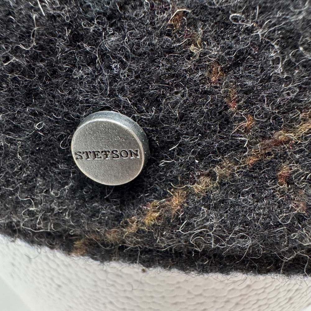 Stetson Black Wool Newsboy Cap with Brown Windowpane - Picture 5 of 8